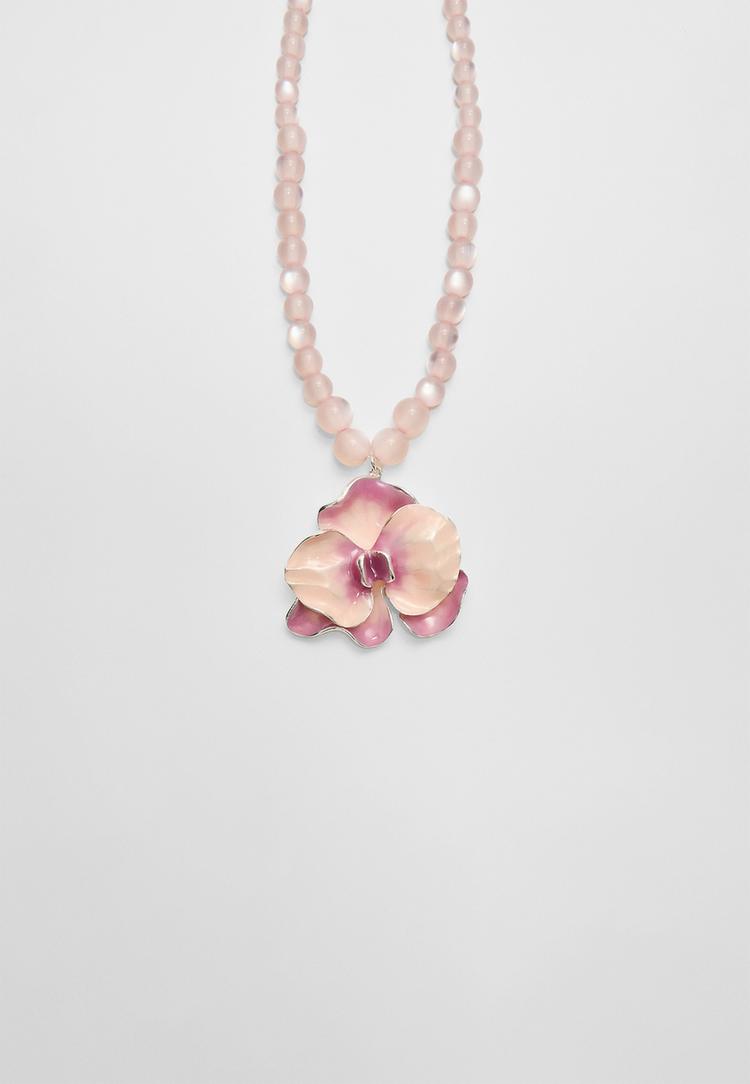 collar bolas flor esmalte