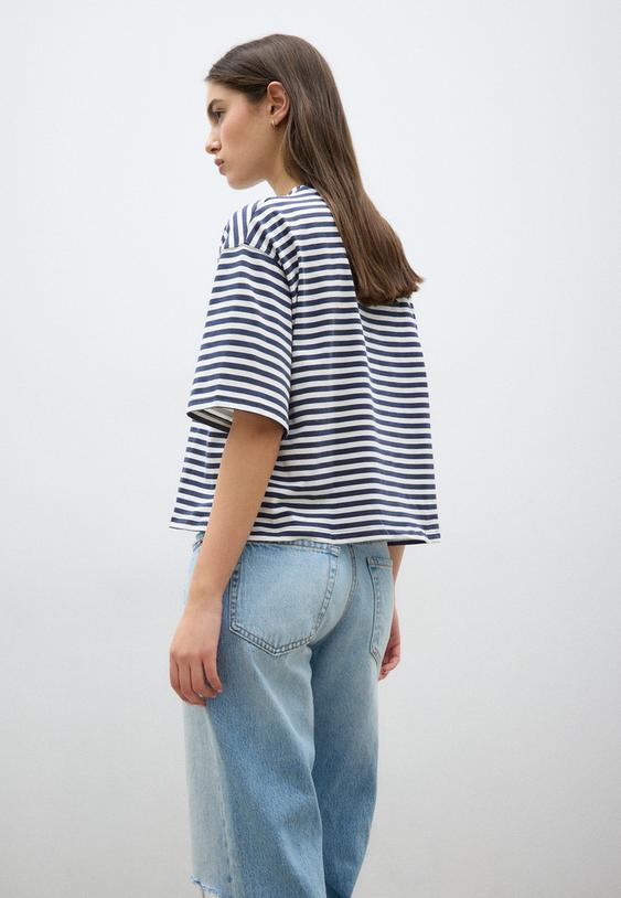camiseta manga corta rayas estampado