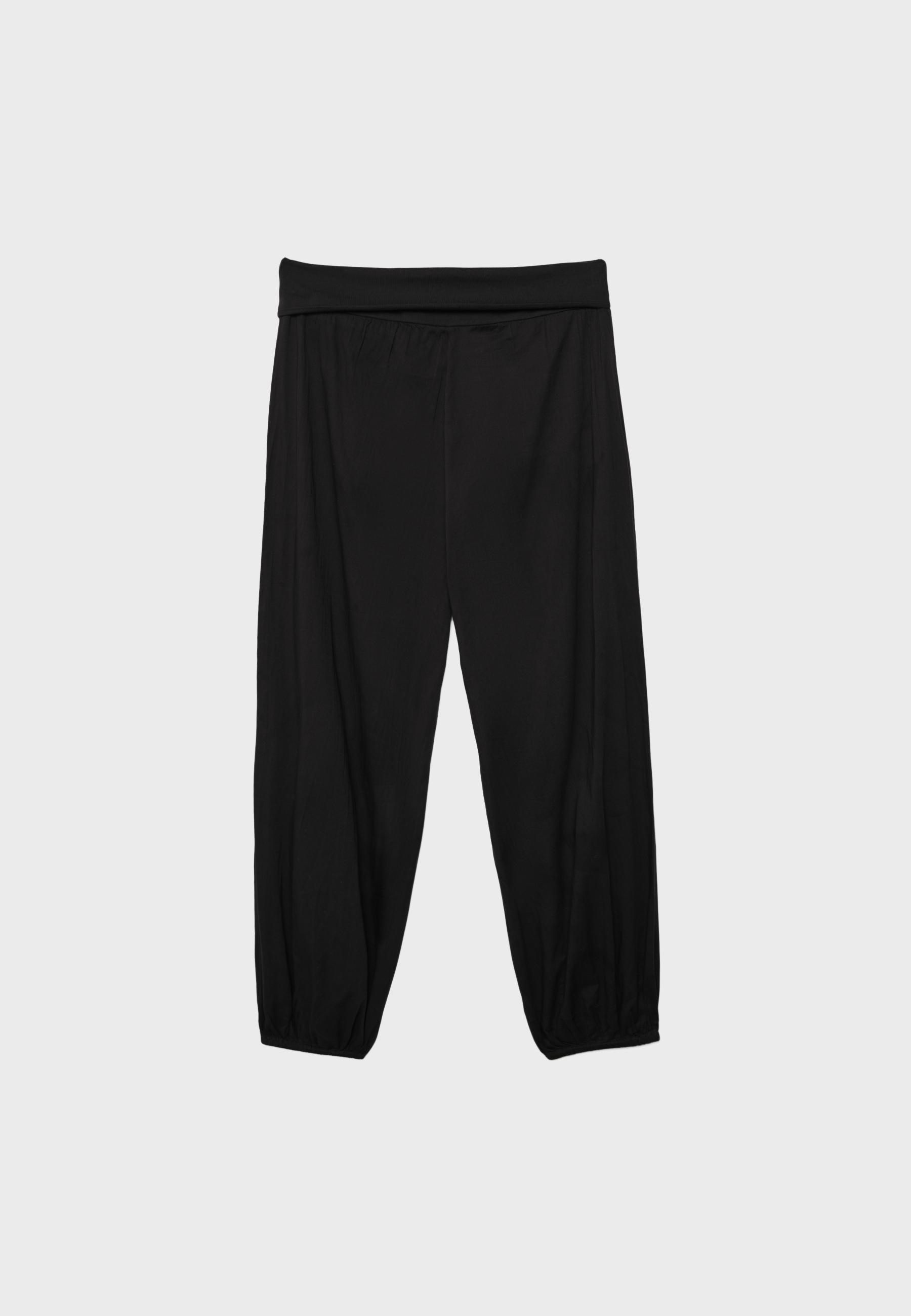 Balloon trousers with turn-down waist — Black