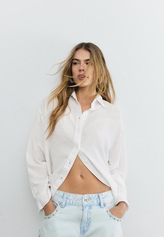 camicia fluida effetto lino