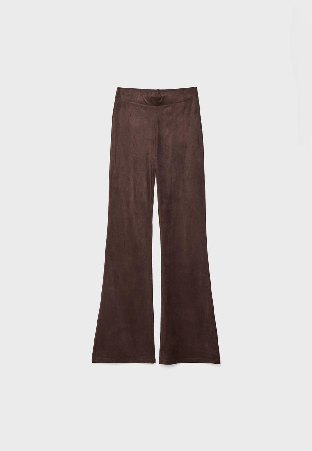 Faux suede flared trousers