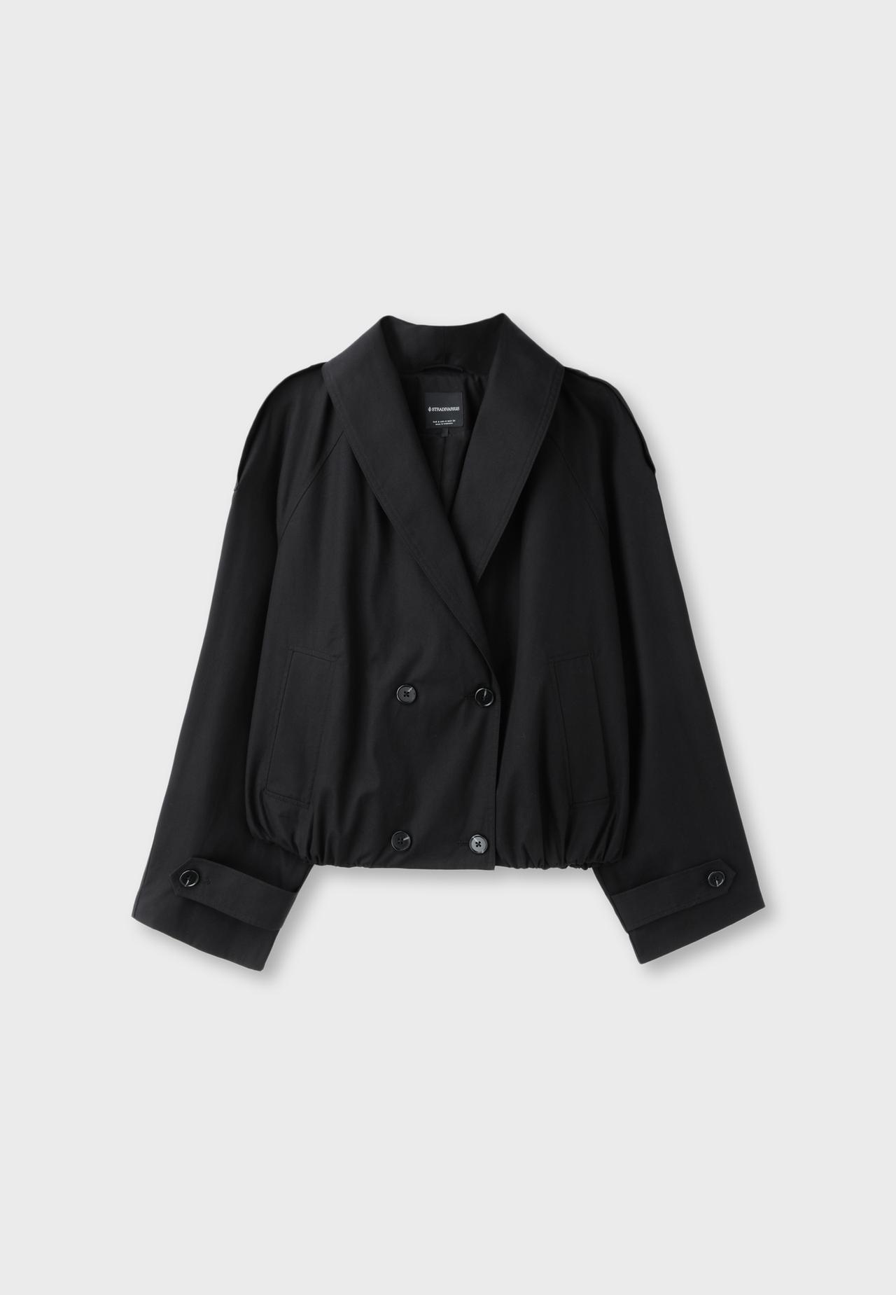 Shawl neck balloon trench coat — Black