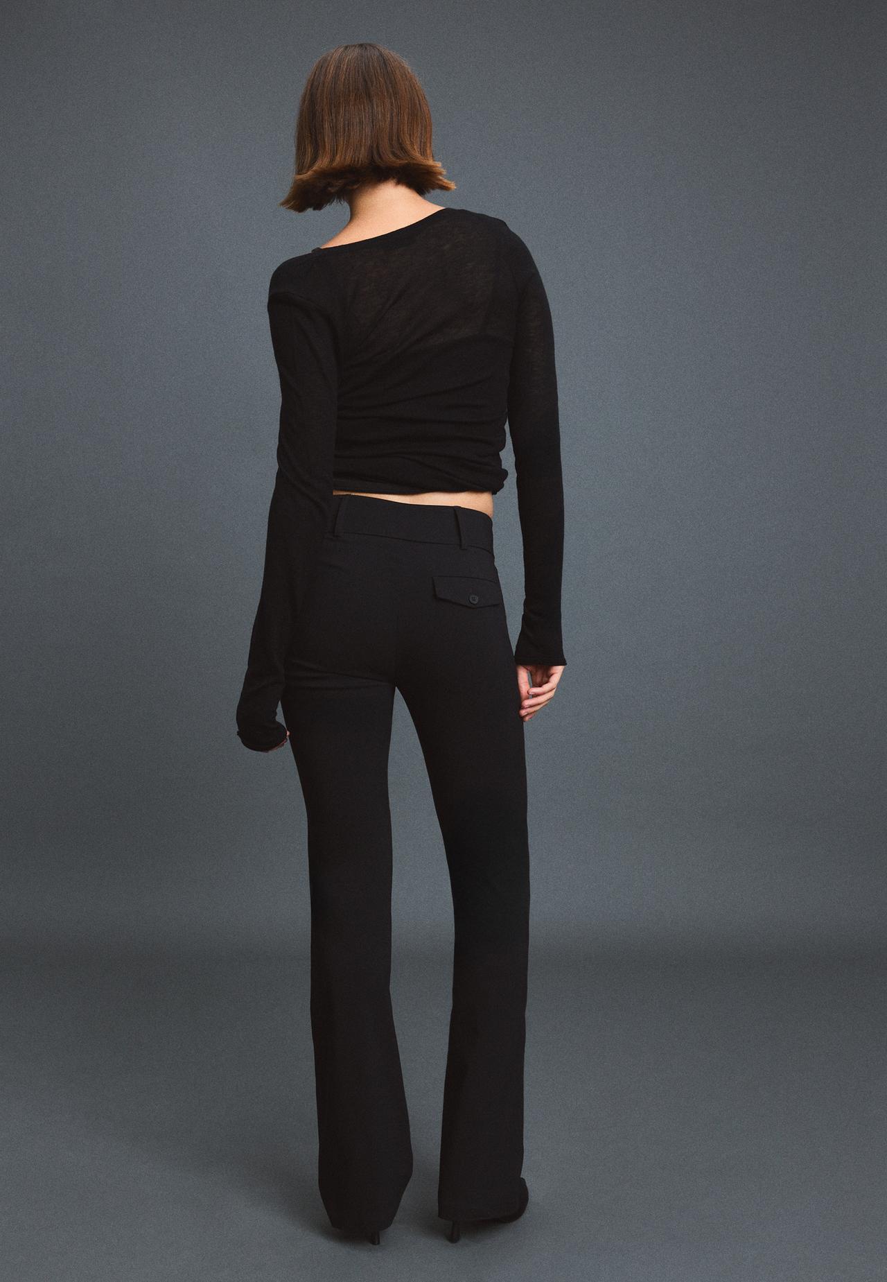 High-waist bell bottom bengaline trousers — Black