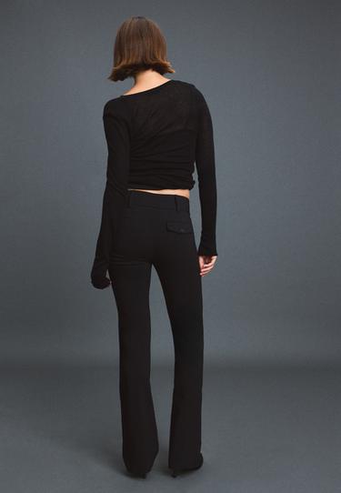 High-waist bell bottom bengaline trousers — Black 5