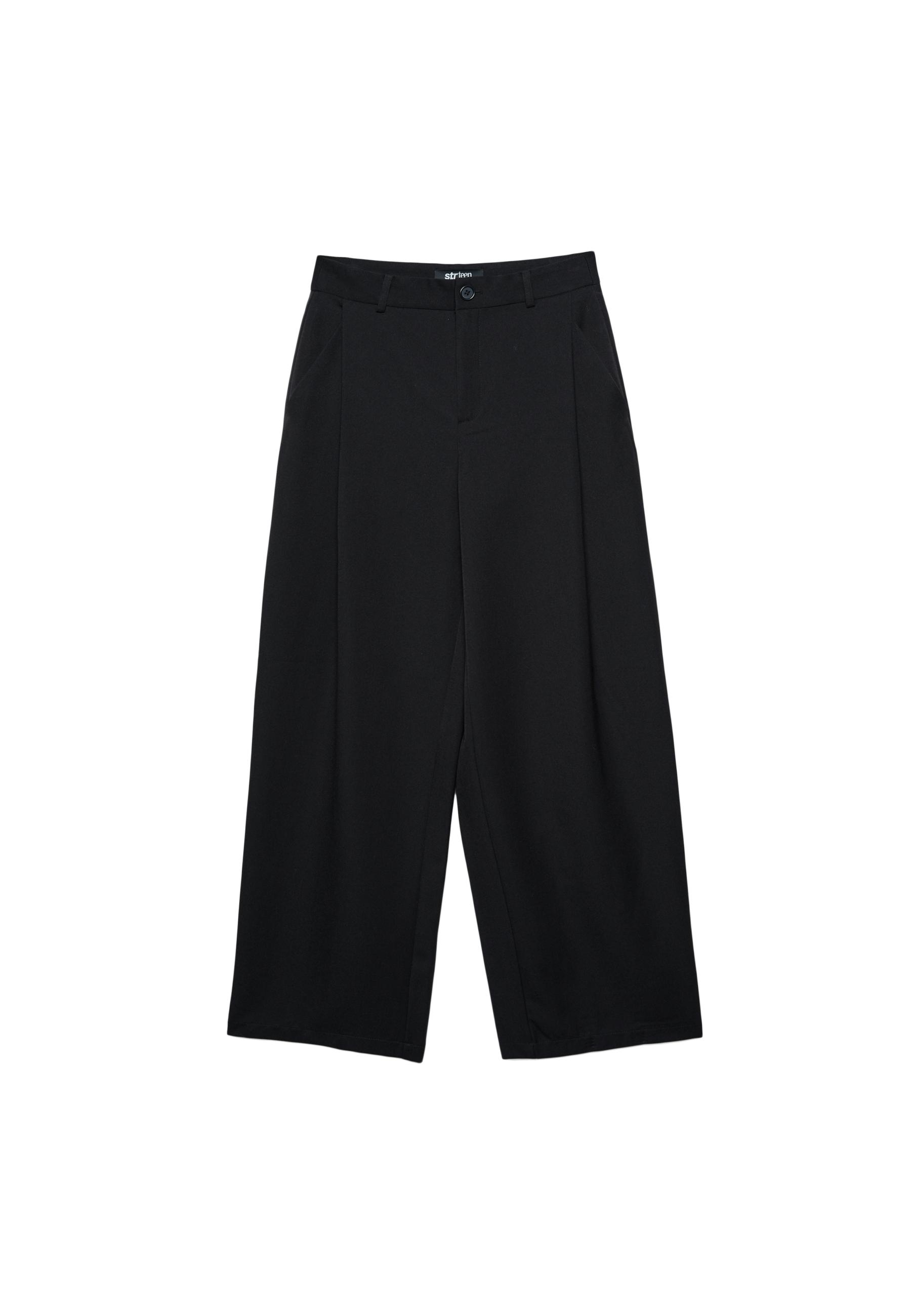 Barrel smart trousers with darts — Black