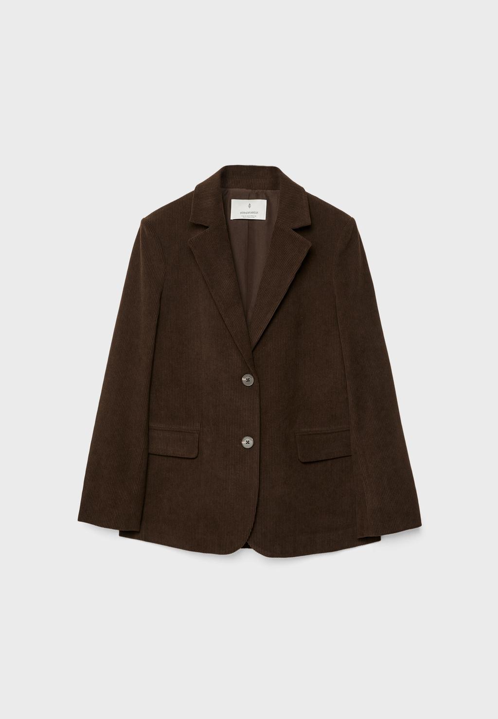 بليزر بقصة عادية من قماش الكوردروي