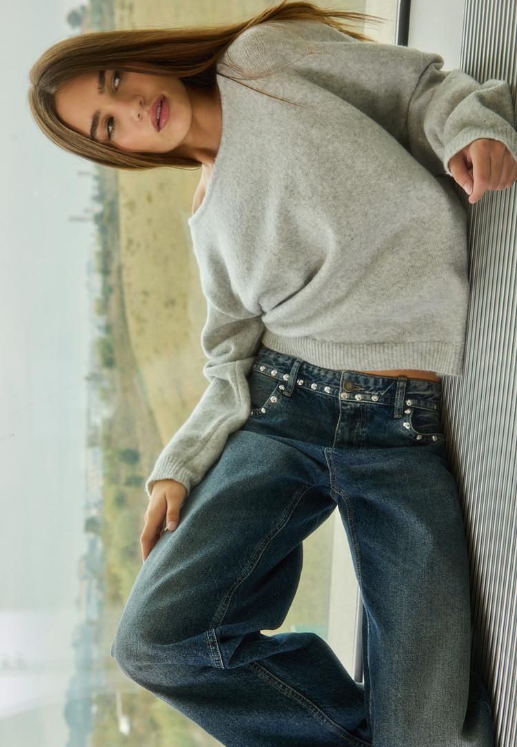 camisola de malha assimetrica