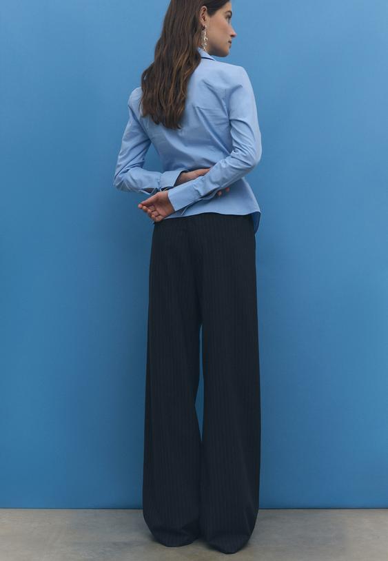 lange soepelvallende broek met strepen