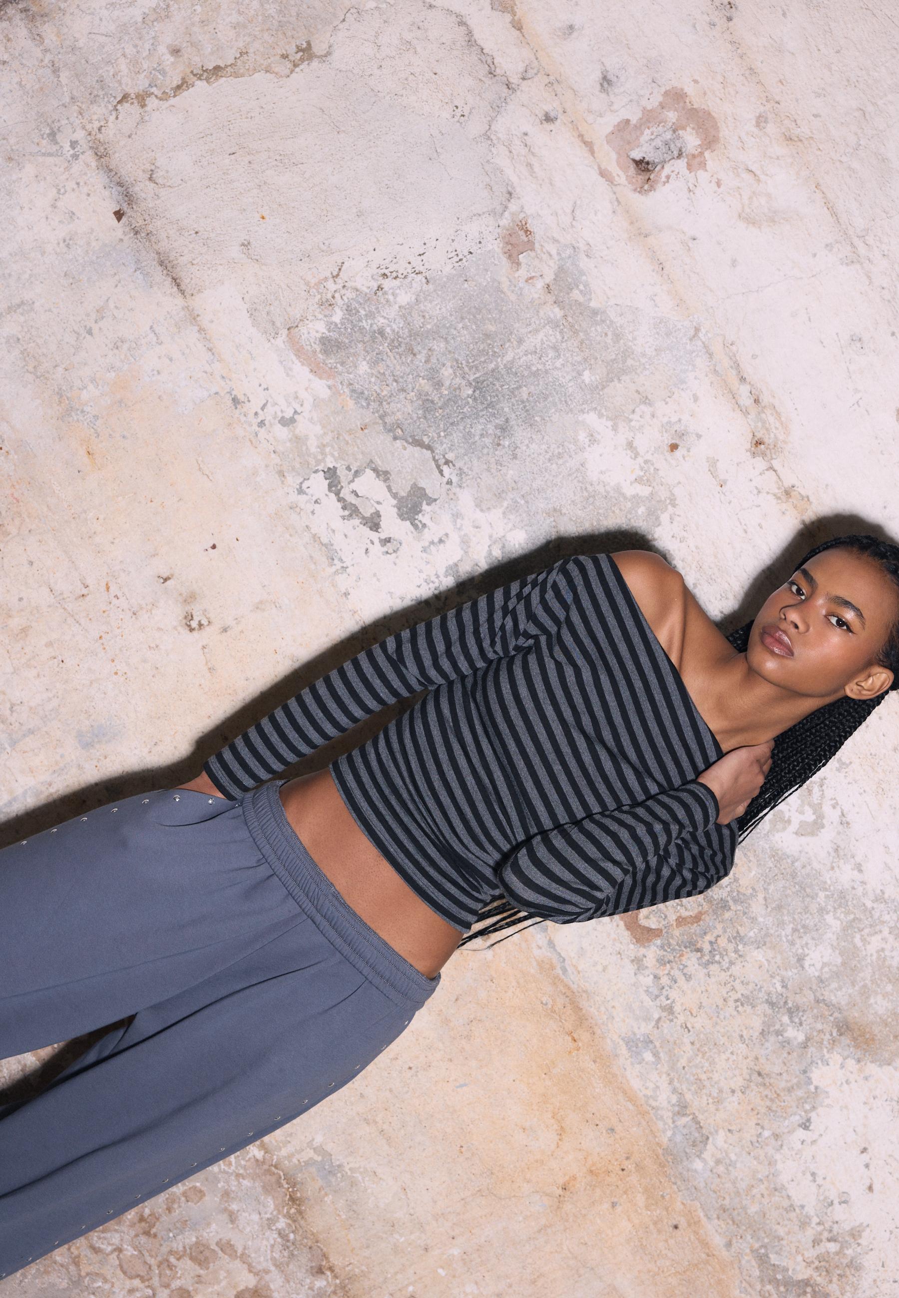Studded plush trousers — Dark grey