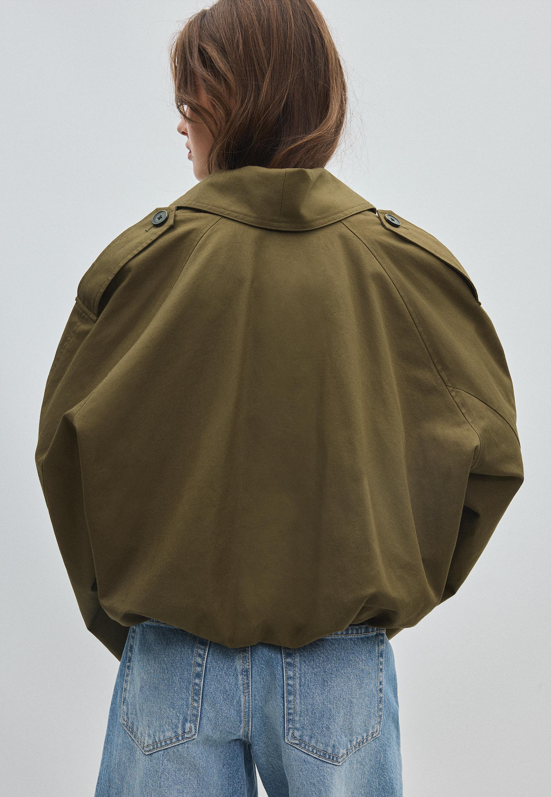 Bubble trench coat with shawl neck — Khaki