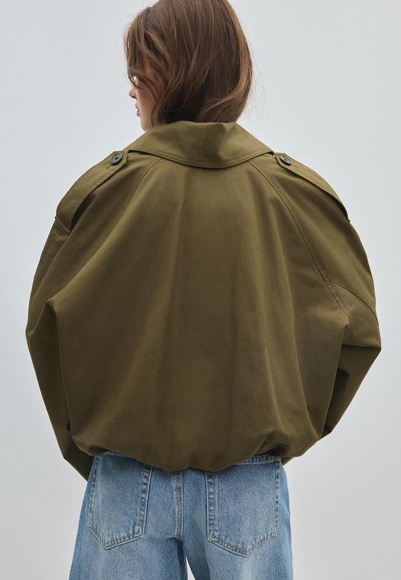 cropped trenchcoat met sjaalkraag