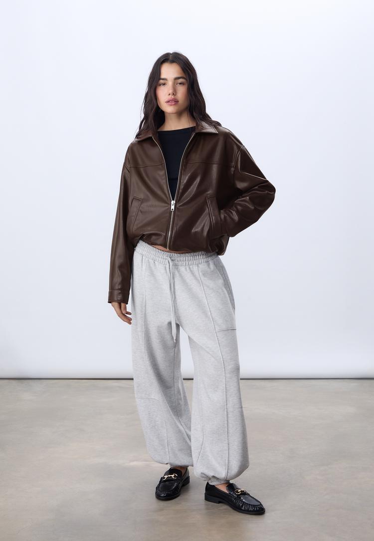 oversized jack met leereffect