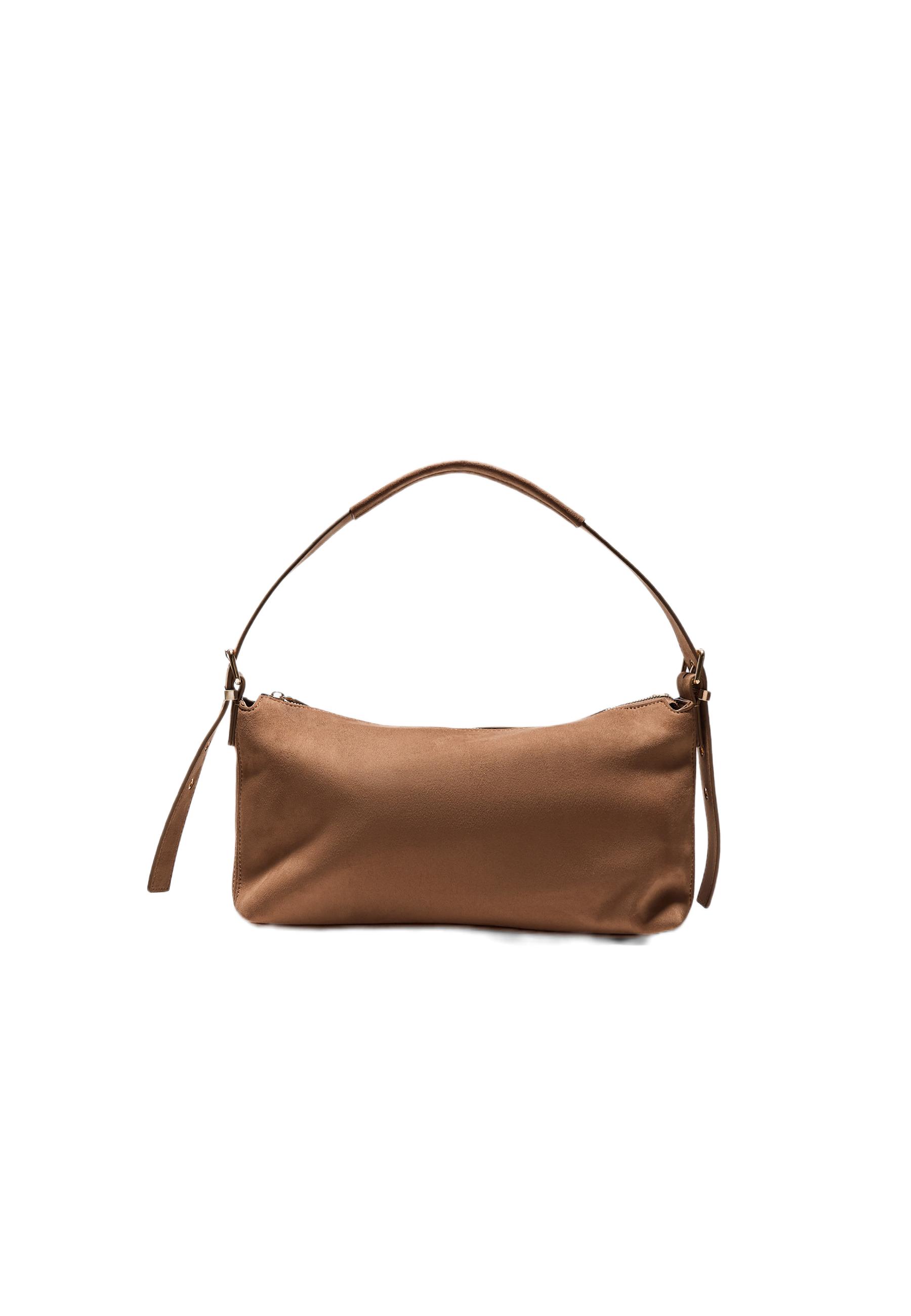 Soft-touch shoulder bag with buckle — Caramel