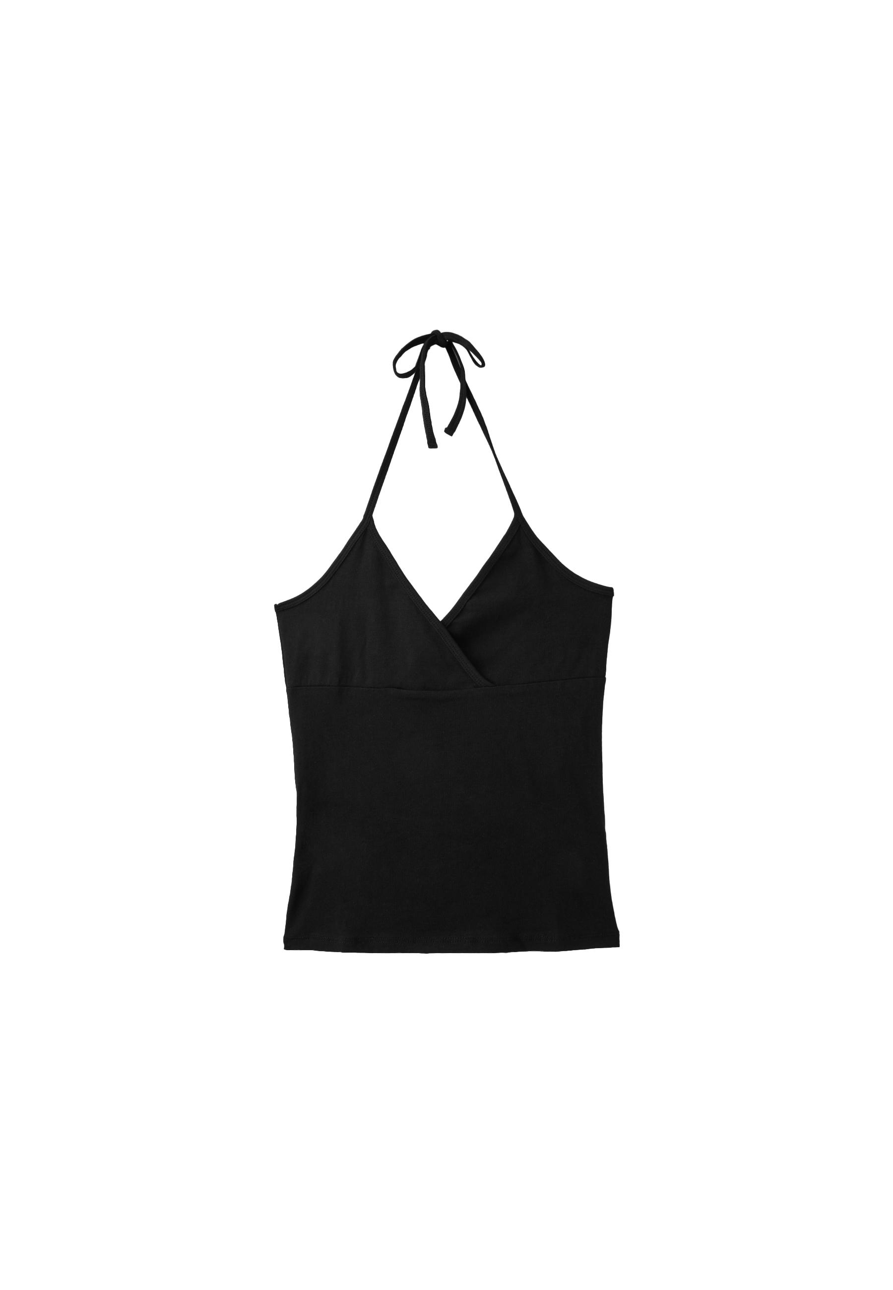 Fitted halter top — Black