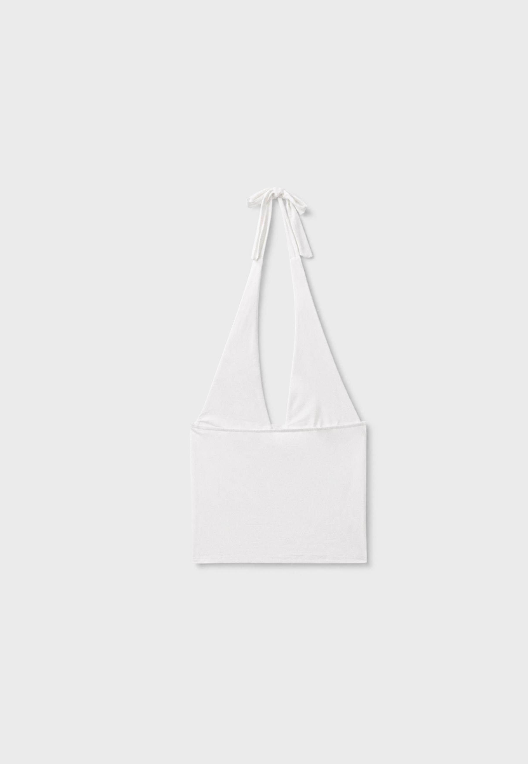 Halter neck tie top — White