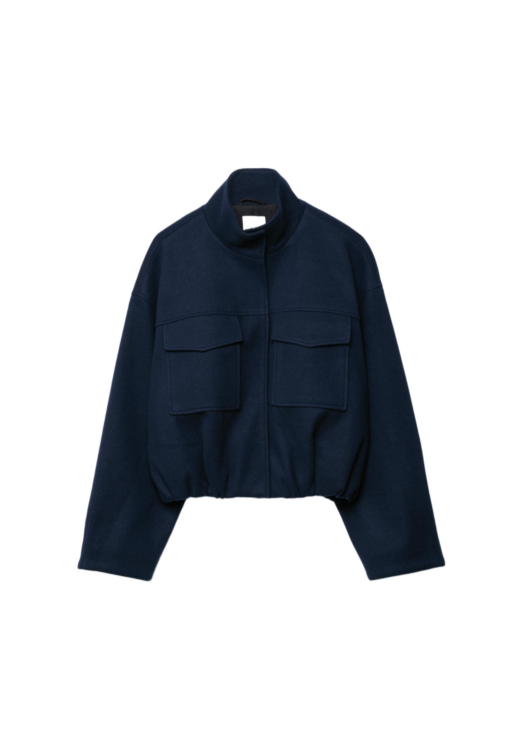 Soft-touch bomber jacket with pockets — Dark blue