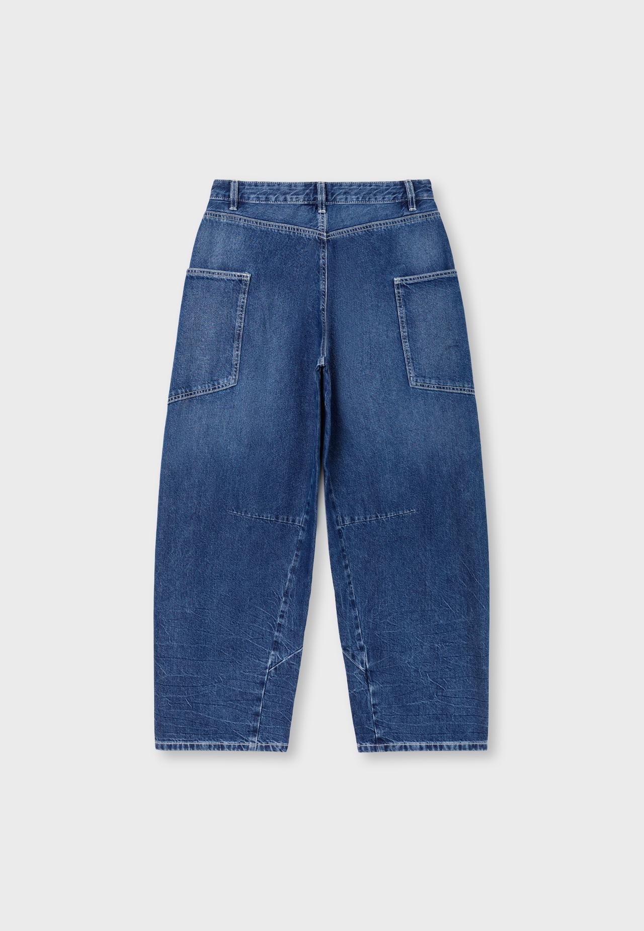 Low-rise barrel jeans with pockets — MEDIUM BLUE DENIM