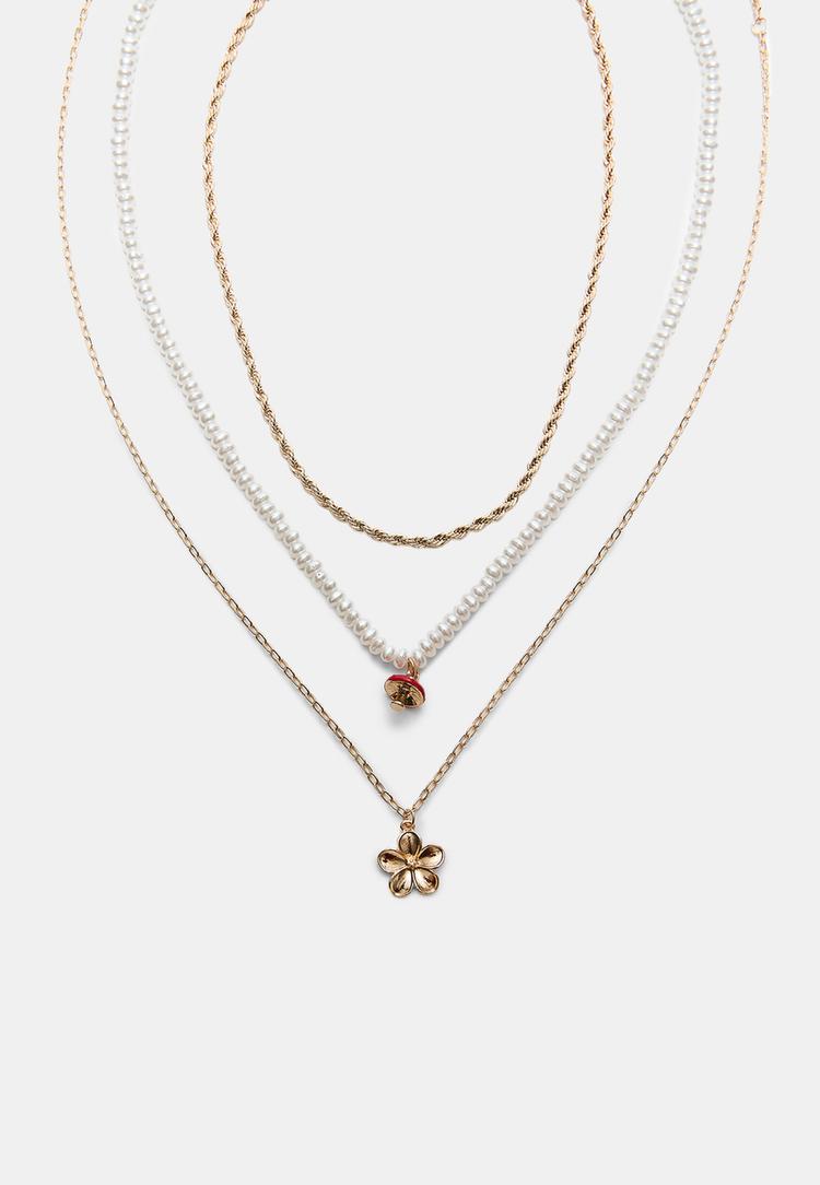 Stradivarius 3-Pack Halsband Med Svamp Och Blomma Os