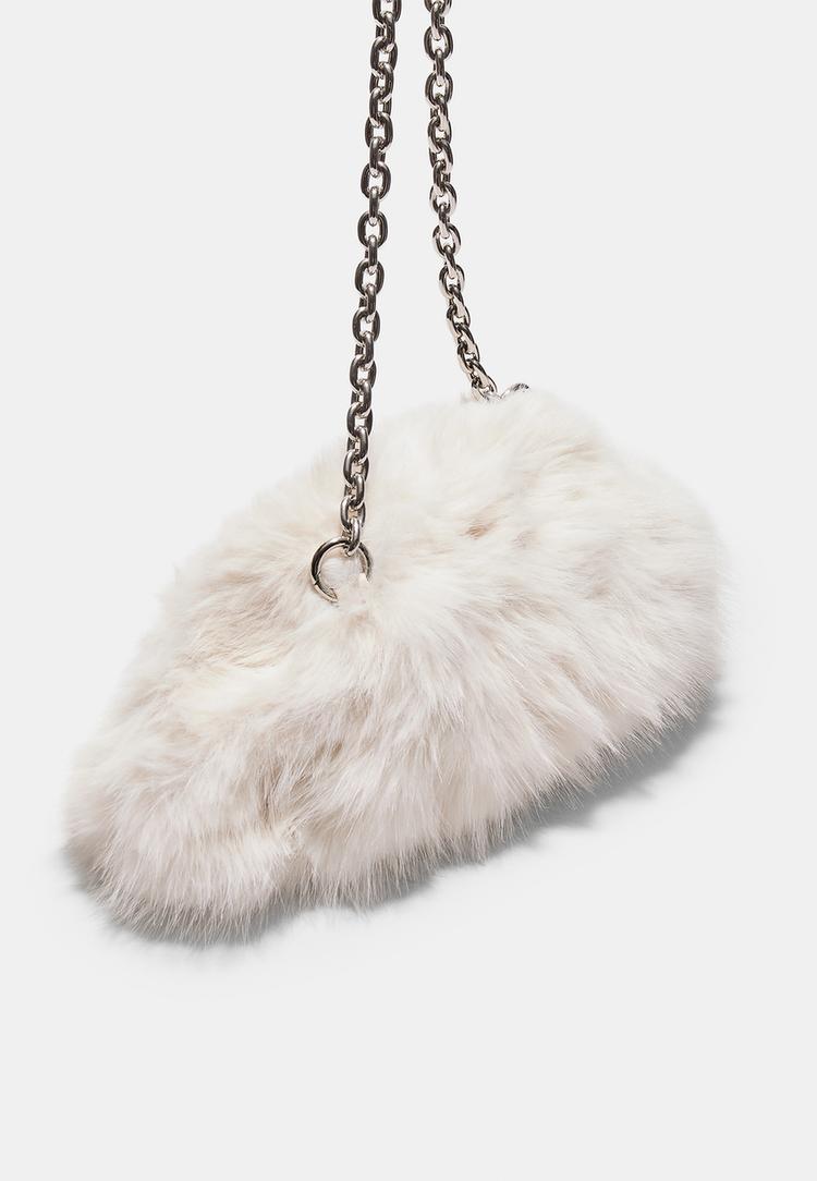 bolso bombonera efecto pelo cadena