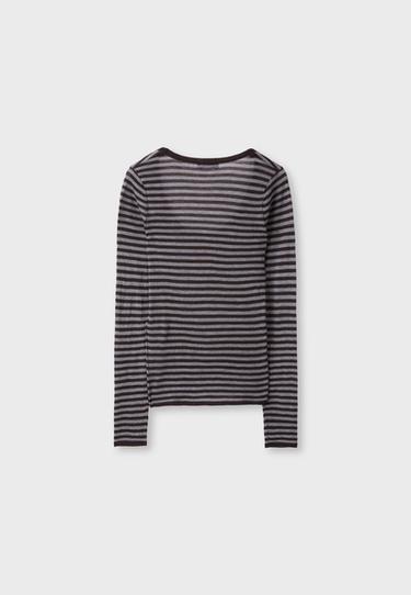 Basic wool and silk round neck jumper — Brown 9