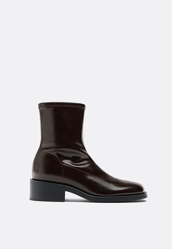 Stradivarius Flat Stretch Ankle Boots Brown 8