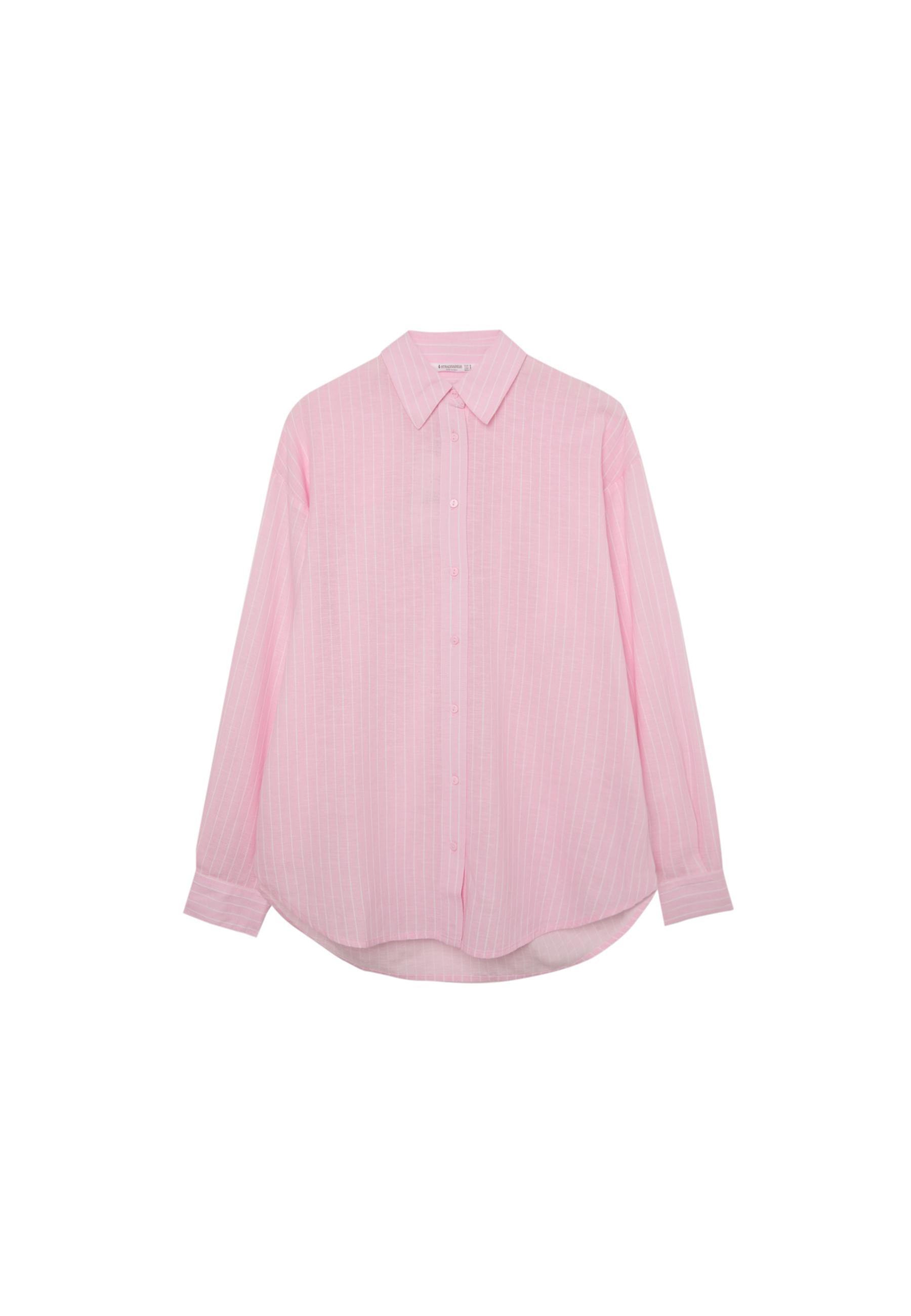 Linen-effect shirt — Dusty rose
