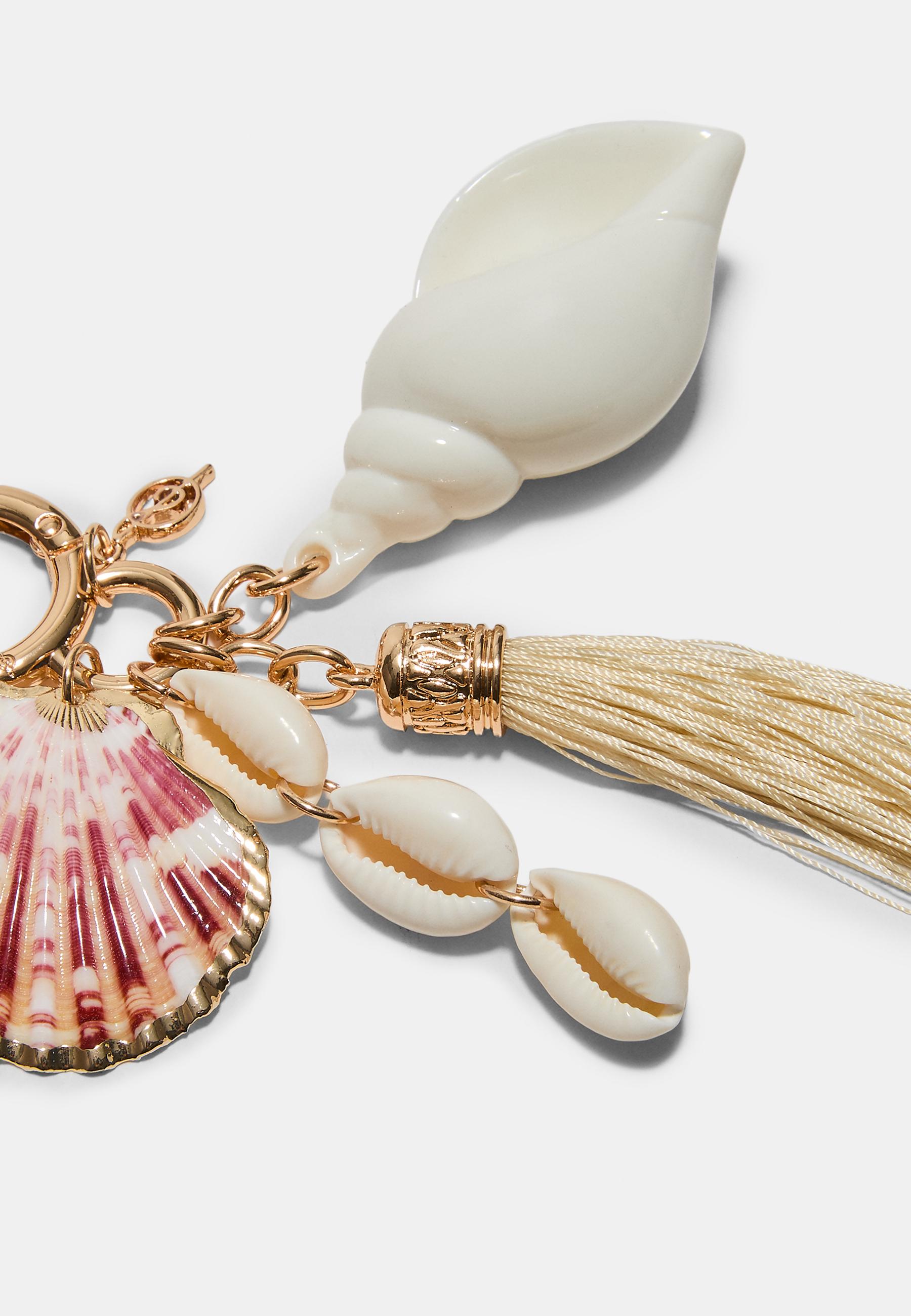 Conch shell charm keyring — Gold