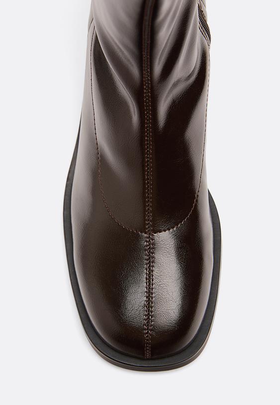 Stradivarius Flat Stretch Ankle Boots Brown 8