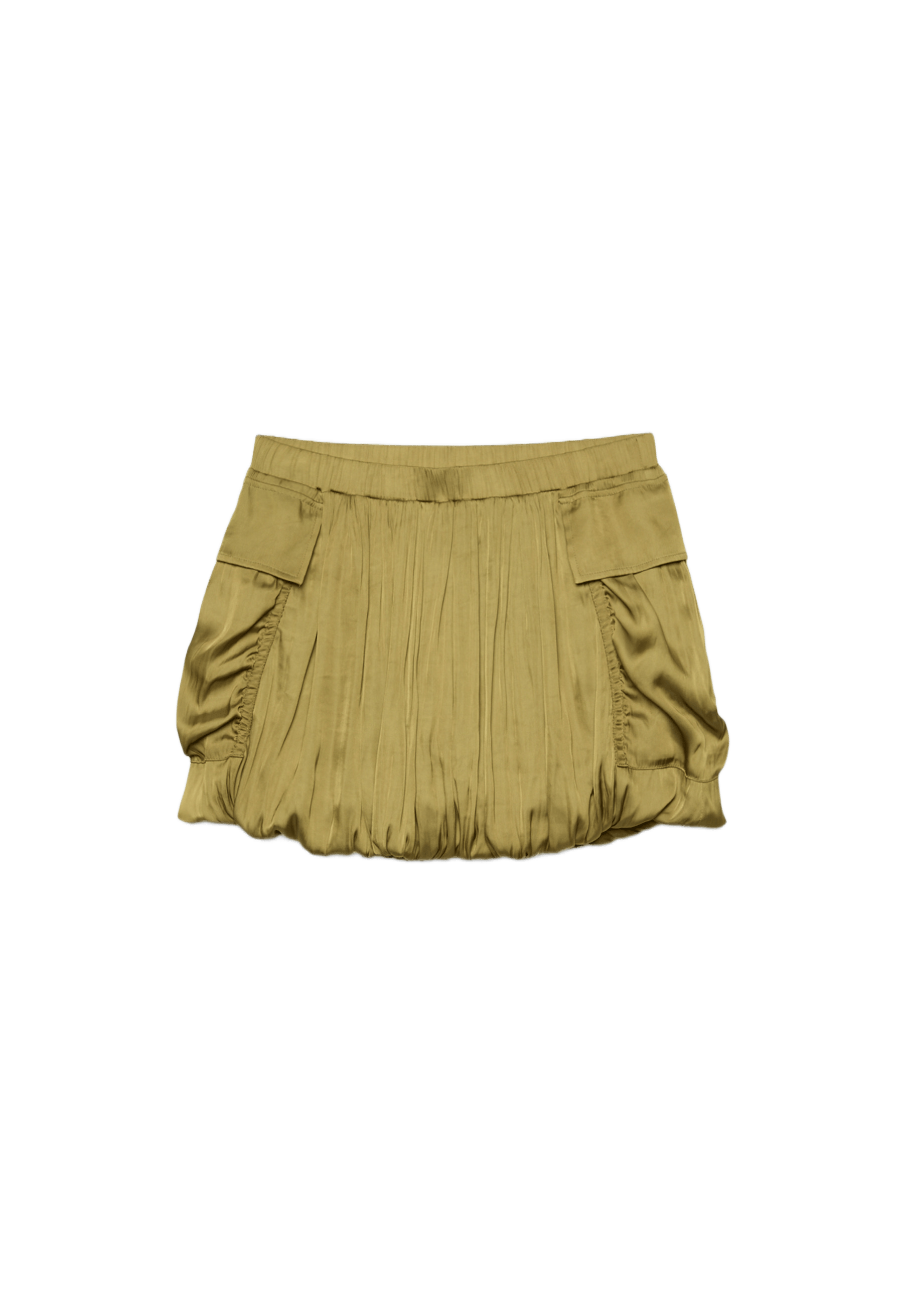 Sateen balloon skirt with pockets — Olive green