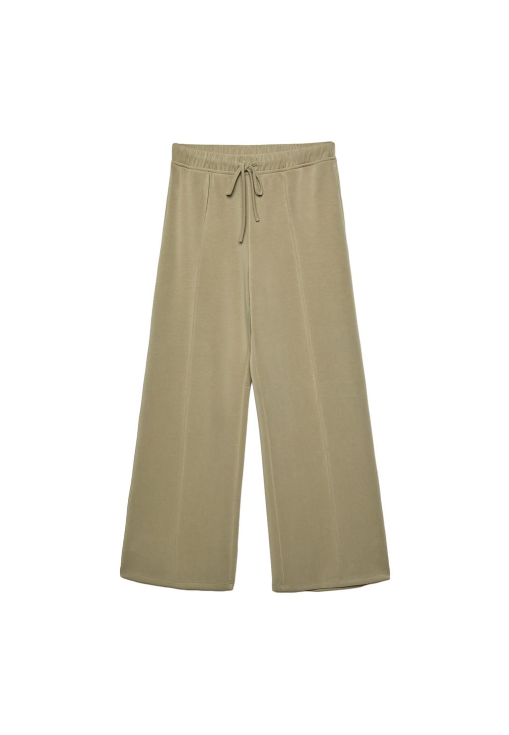 Wide-Leg-Hose mit Naht in weicher Haptik
