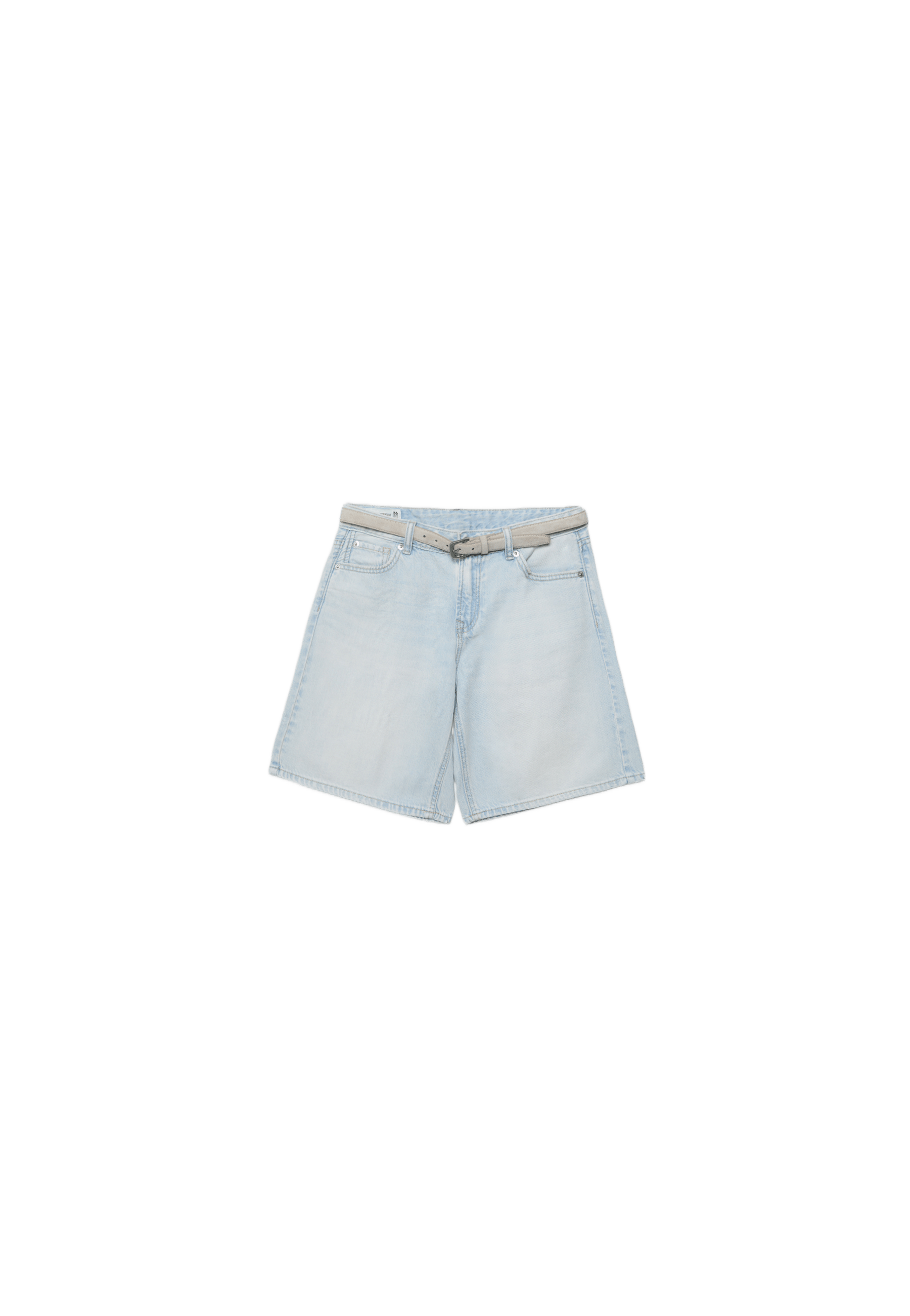 Belted denim Bermuda shorts — LIGHT BLEACH