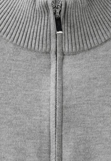 Fitted zip-up knit cardigan — Grey melange 9