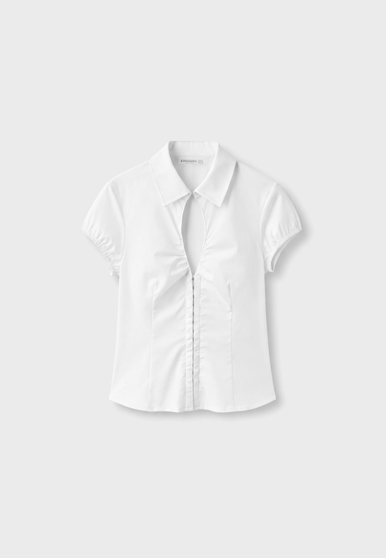 Short sleeve cut-out shirt — White