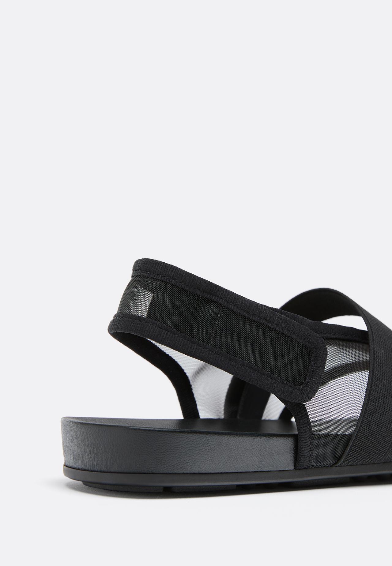 Flat thong mesh sandals — BLACK 