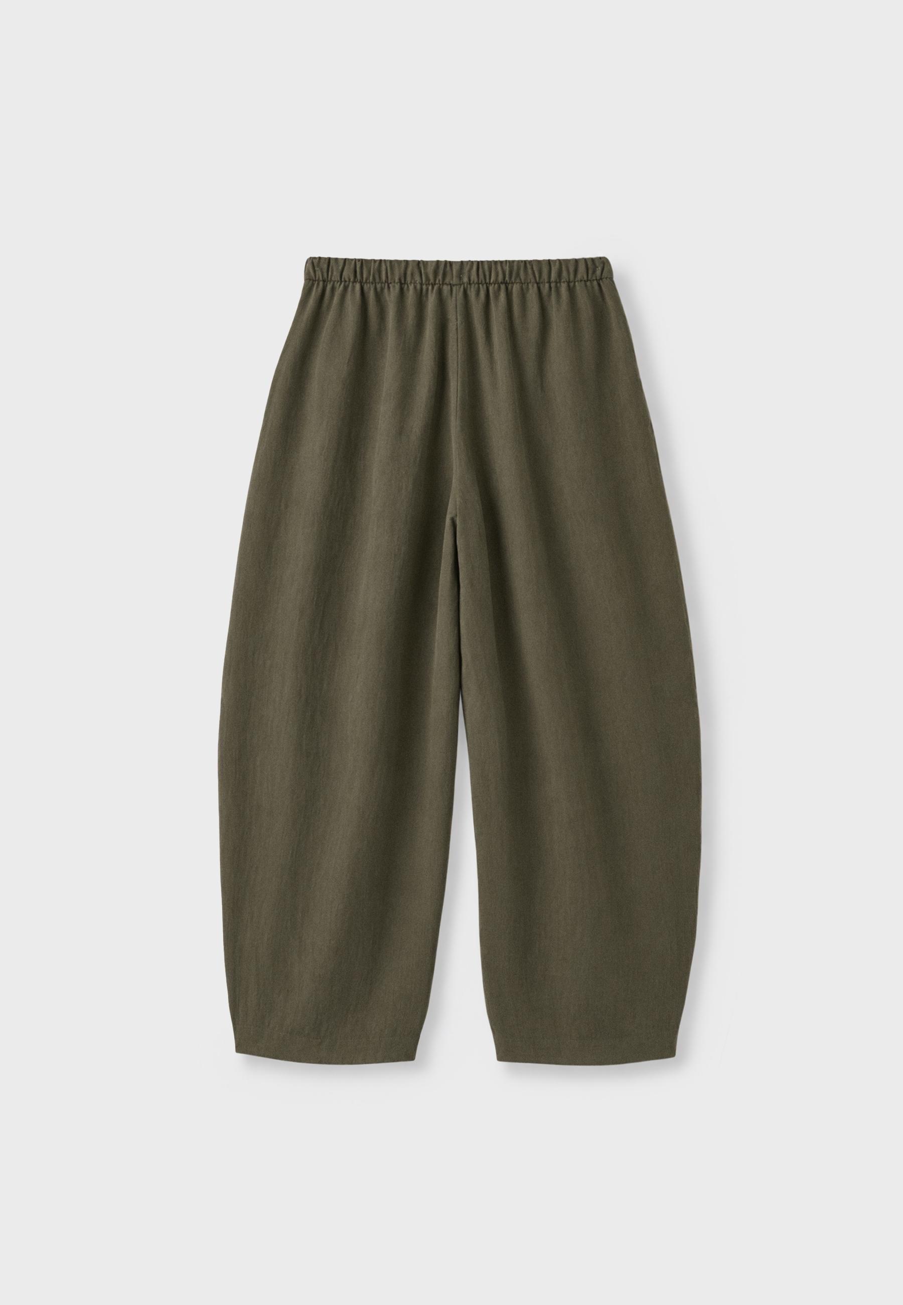 Lyocell-blend barrel trousers — Khaki