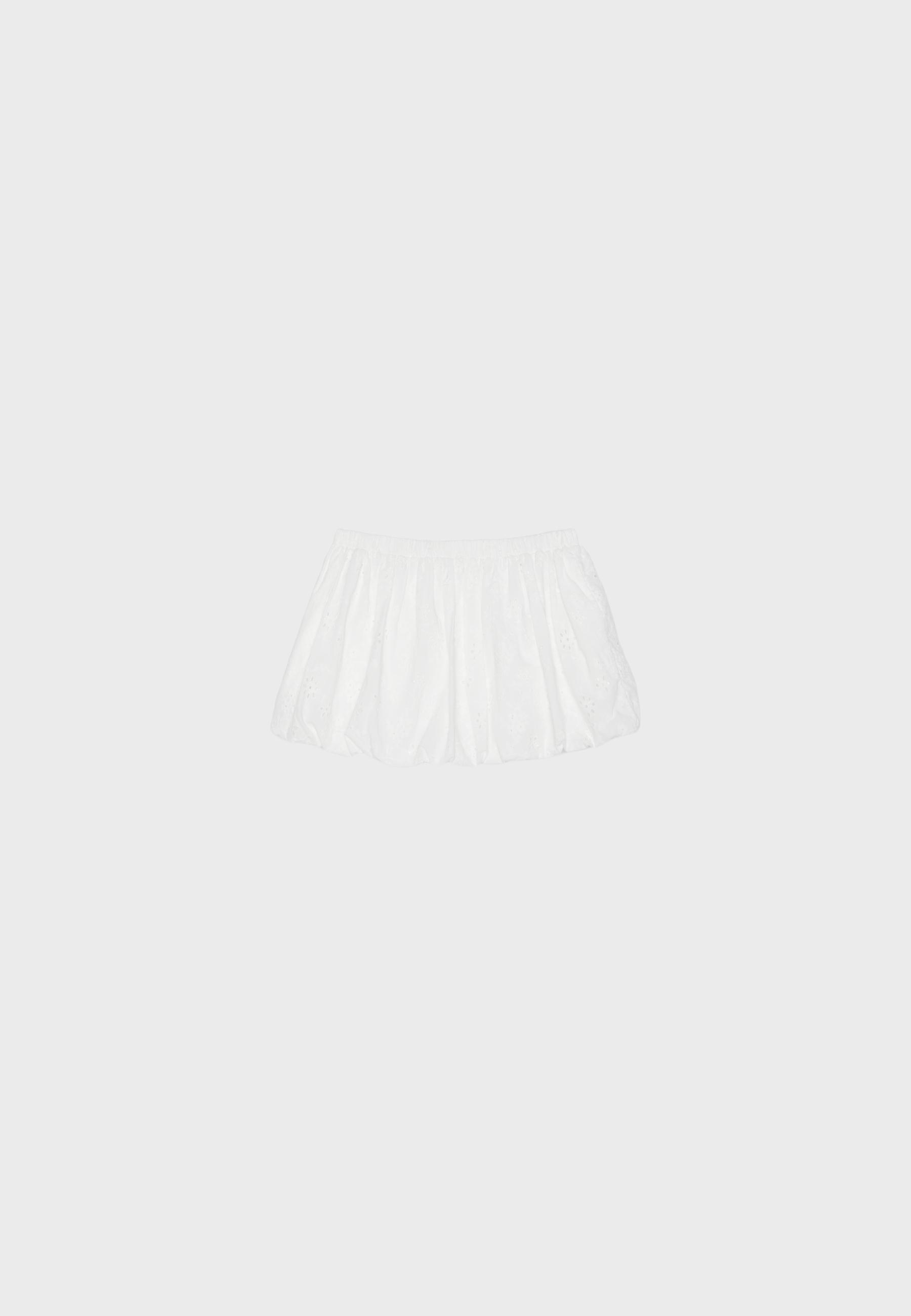 Swiss embroidery balloon skirt — White