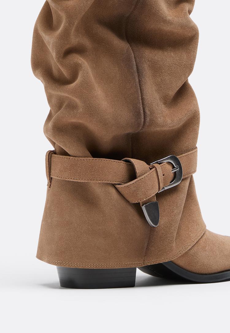 bottes a talon ample en cuir