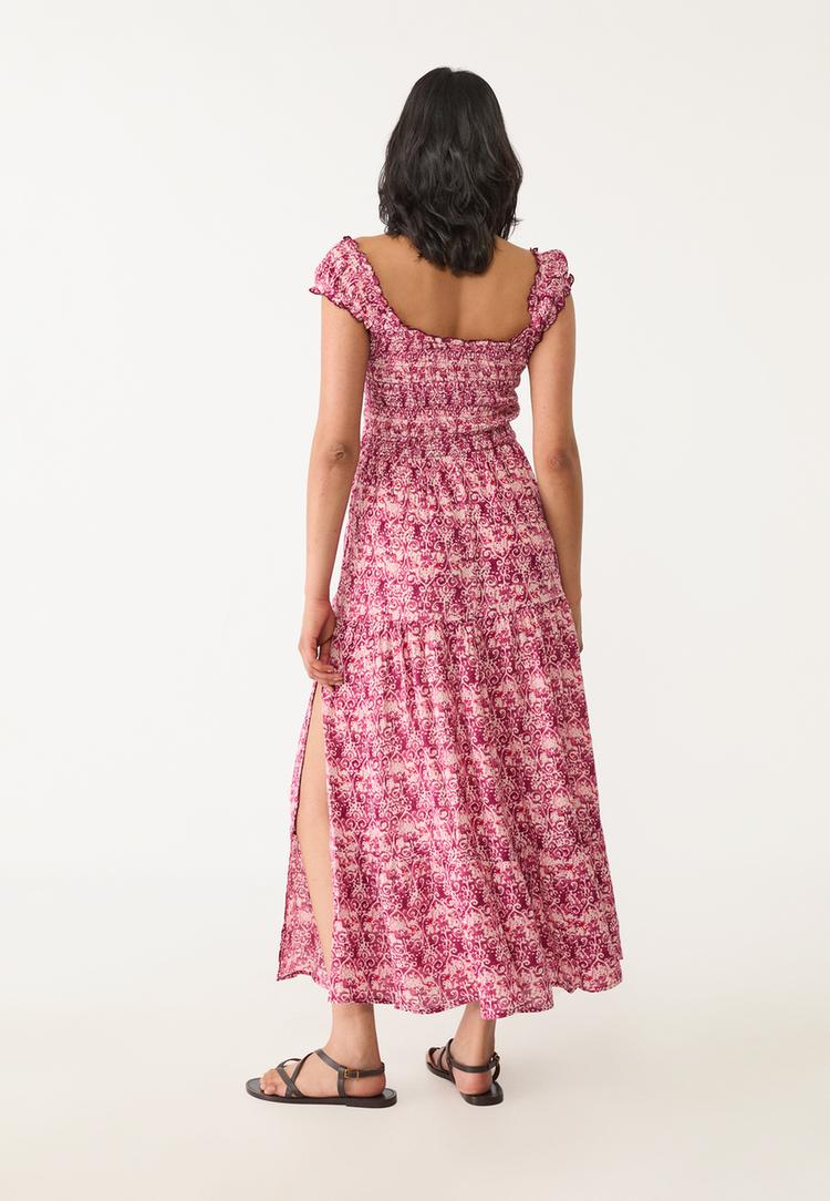 vestido fluido midi estampado