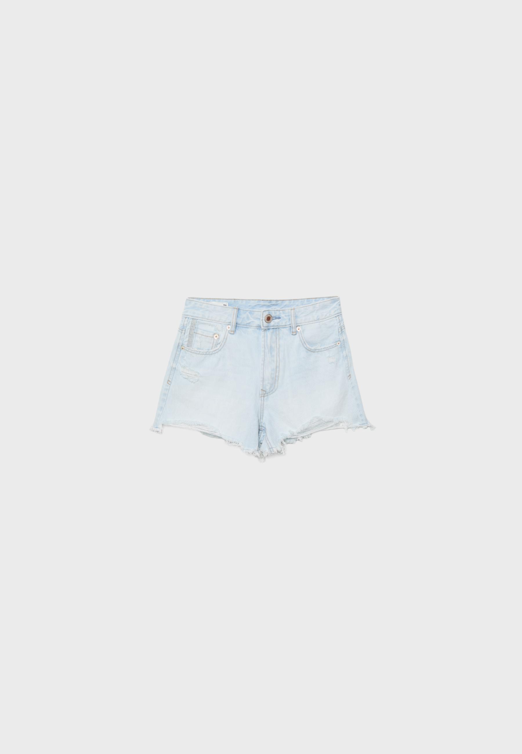 D75 distressed denim şort - Görsel 6