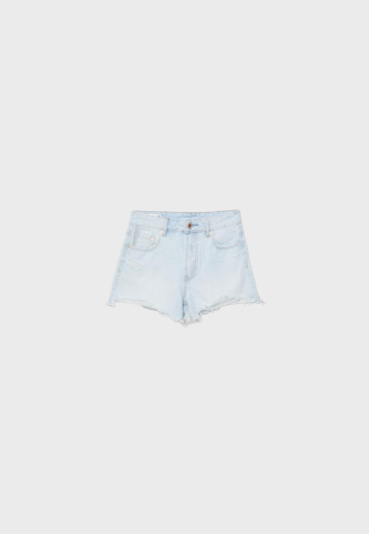 D75 Ripped denim shorts — MEDIUM LIGHT BLUE DENIM