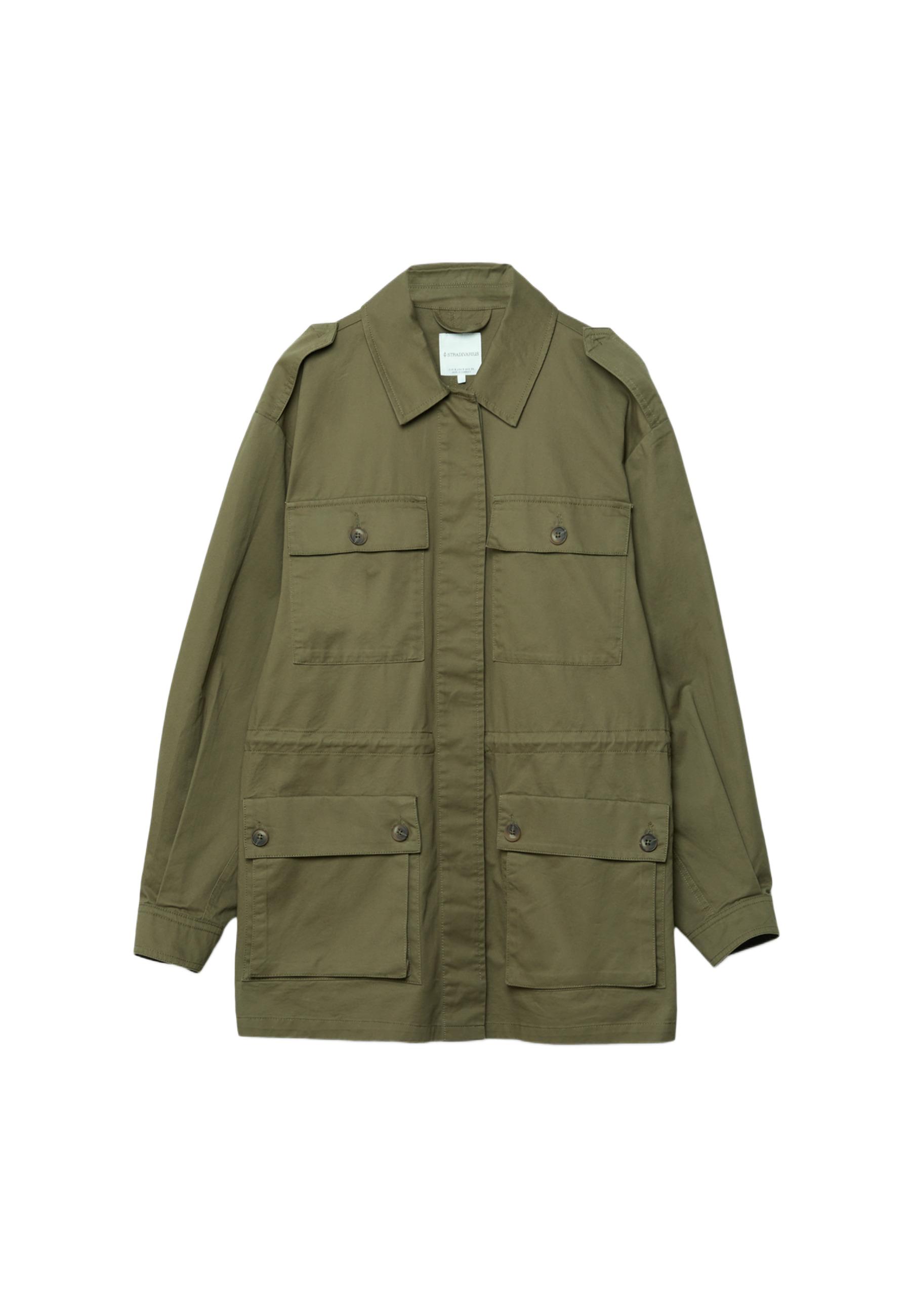 Cotton parka with pockets — Olive green