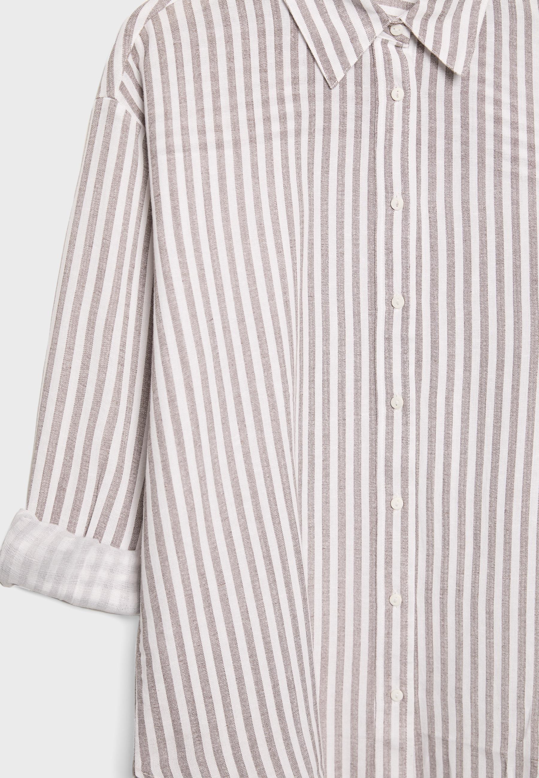 Linen-effect shirt — Brown