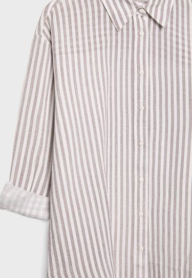 Linen effect shirt — Brown 9