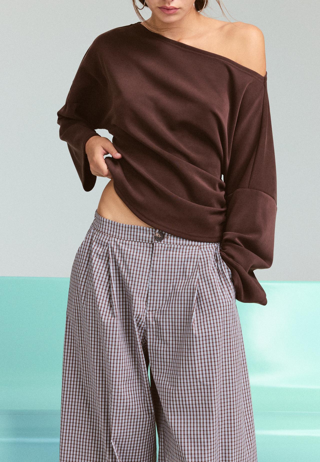 Check balloon trousers — Brown