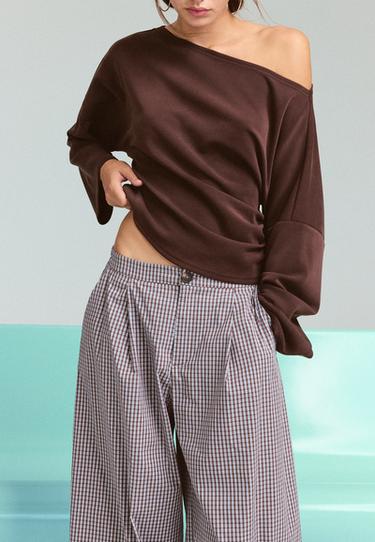 Check balloon trousers — Brown 4