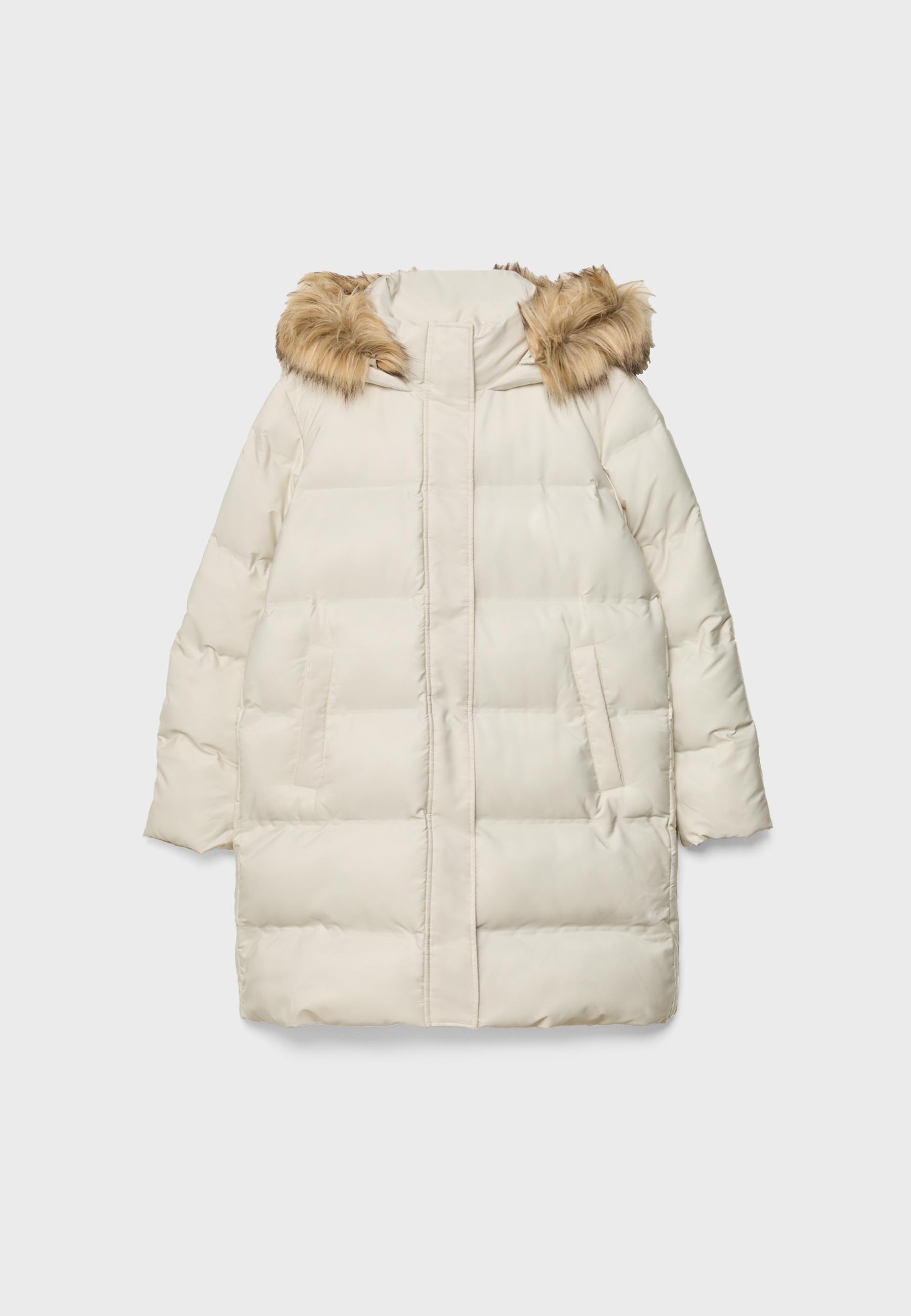 Padded coat with faux fur hood - Women's fashion | Stradivarius