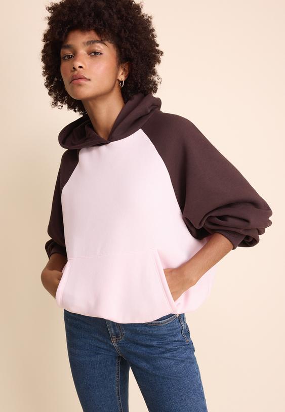 felpa maniche raglan a contrasto