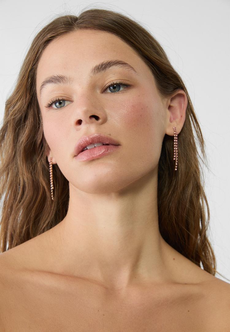 set of 9 hoop and rhinestone earrings