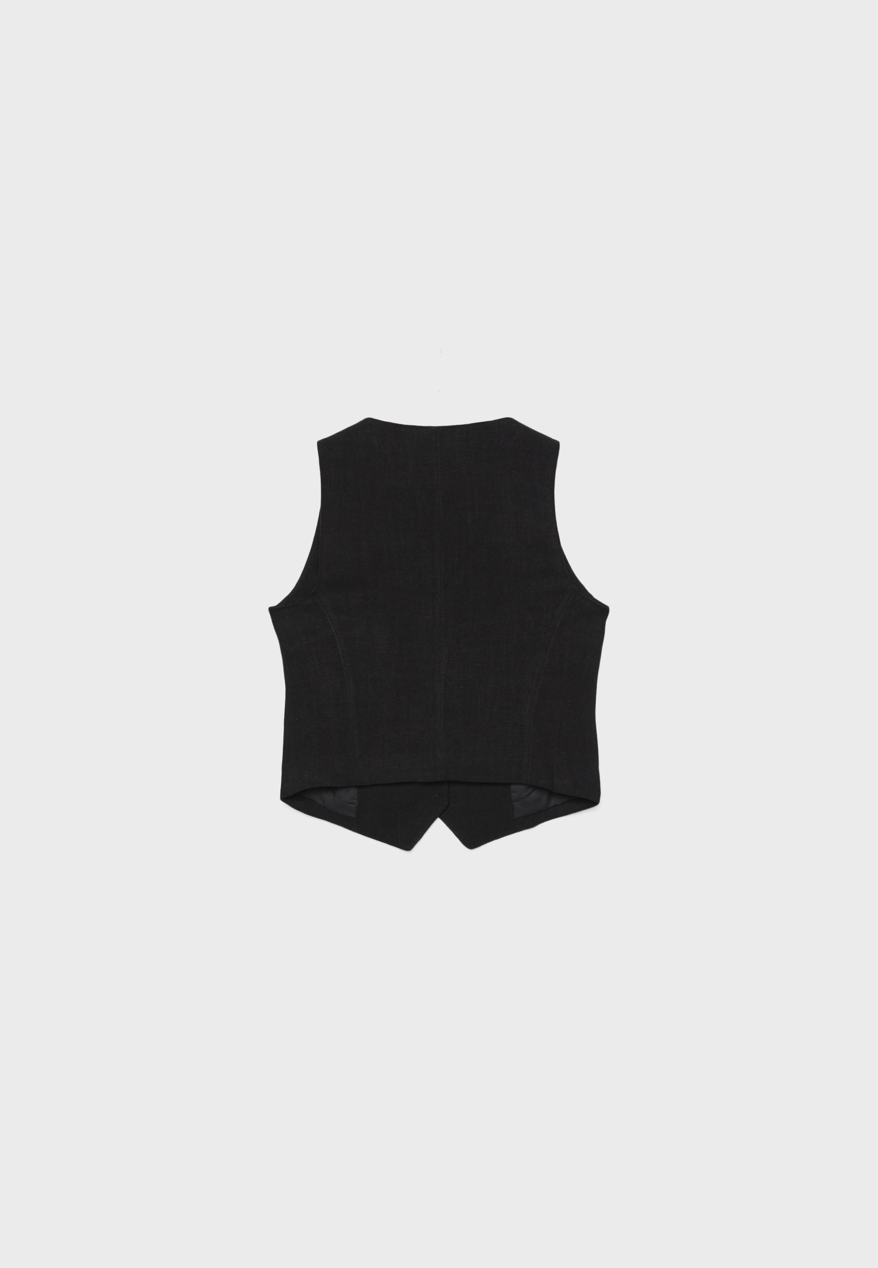 Linen effect buttoned waistcoat — Black