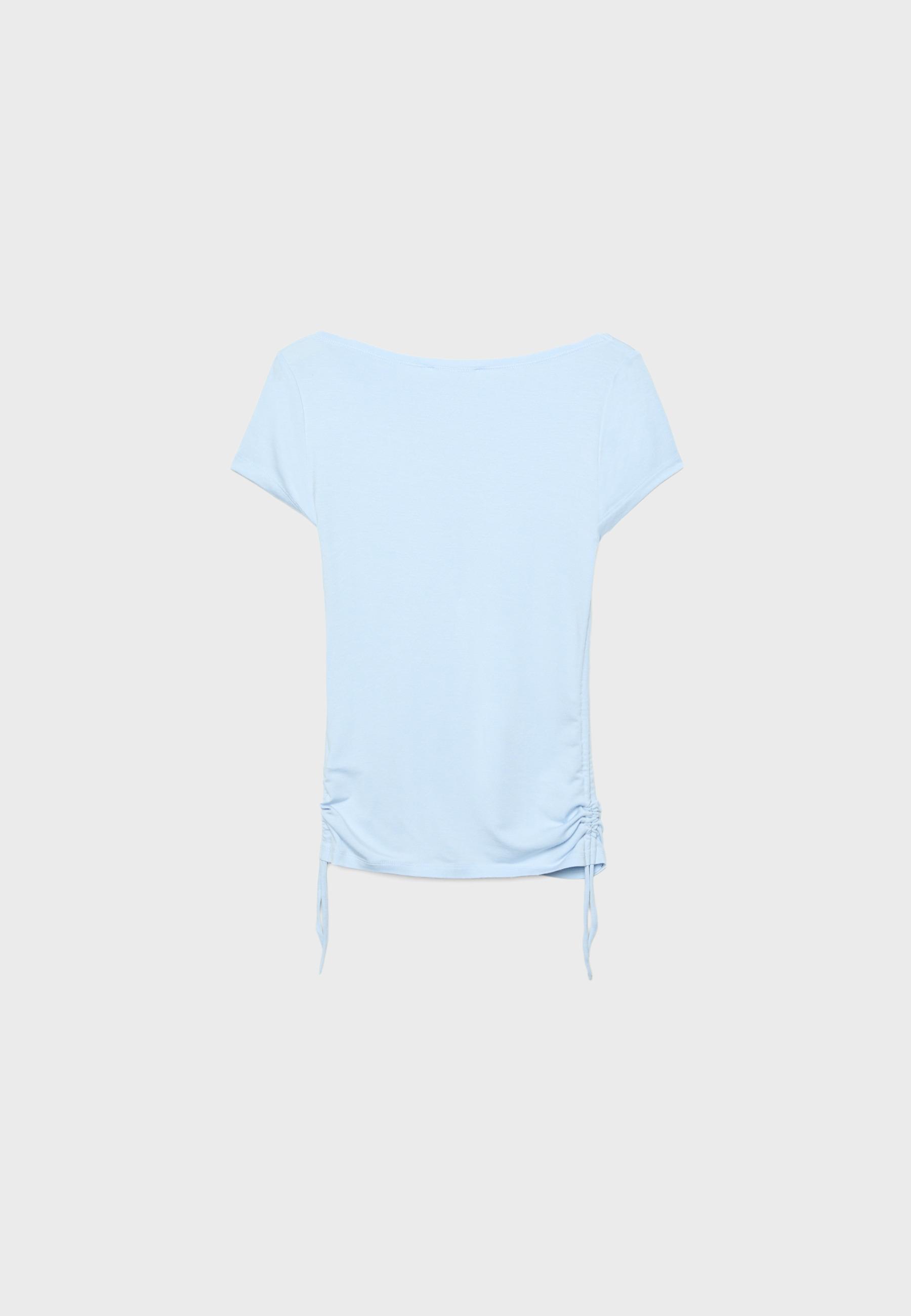 Short sleeve T-shirt with side ruching — Sky blue